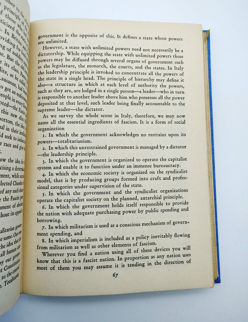Page 67 discussing World War II Italy of the first edition of John T. Flynn's As We Go Marching (1944)