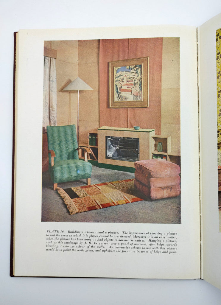 Photograph of living room design from the first edition of Patmore's Colour Schemes & Modern Furnishing (1945)