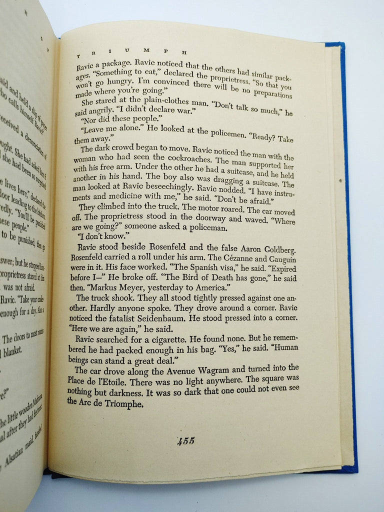 Page 455 of the First edition of Remarque's Arch of Triumph (1945)