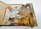 Pop-up book illustration of a series of kittens in an old-fashioned kitchen