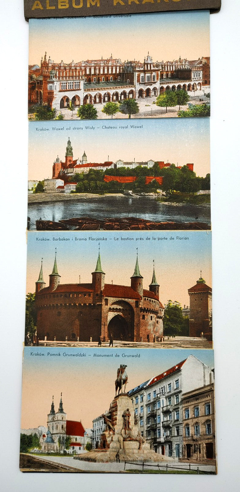 Set of four accordion-folded postcards from Album Krakowa (circa 1925)