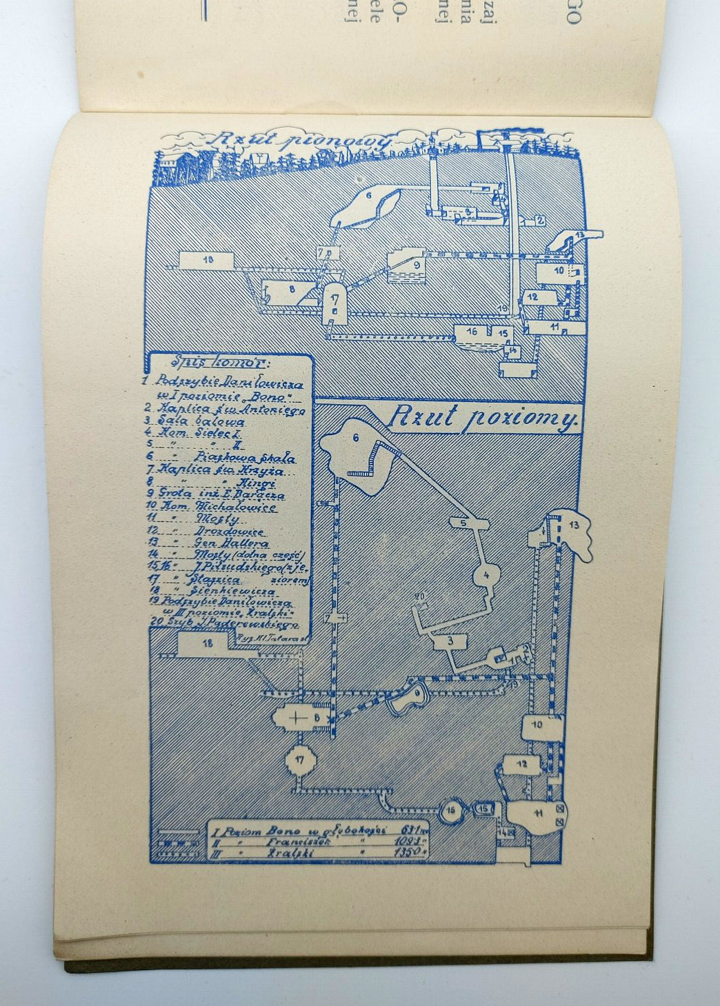 Map of the salt mine from Wieliczka (circa 1930)