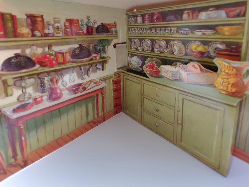 Pop-up illustration of Marilla's kitchen from The Anne of Green Gables Pop-Up Dollhouse (2004)