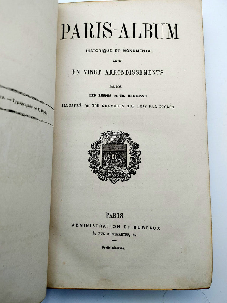 Title page from an early rare edition of Lespes and Bertrand's Paris-Album (1861)