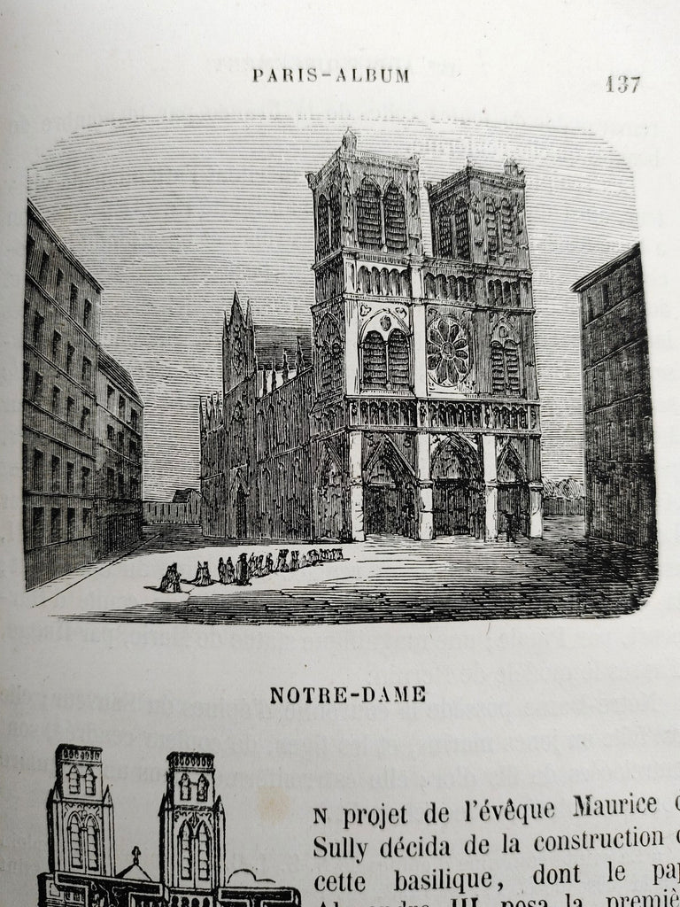 Illustration of a pre-fire Notre Dame from an early edition of Lespes and Bertrand's Paris-Album (1861)