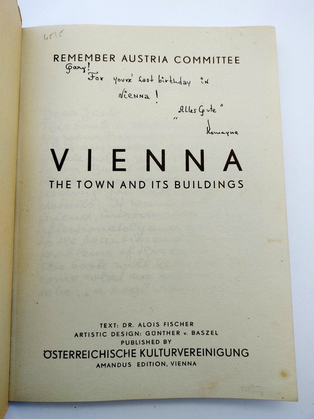 Title page from Alois Fischer's Vienna (1946)