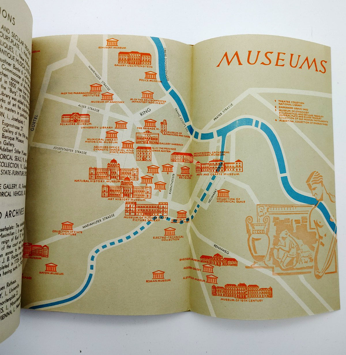 Fold-out museum map from the first edition of Alois Fischer's Vienna (1946)