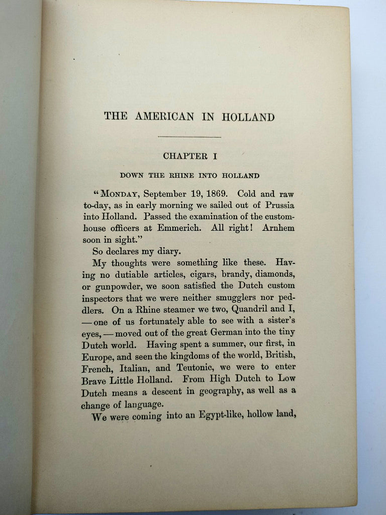 First text page from the first edition of William Griffis's The American in Holland (1899)