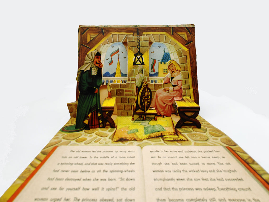 First edition of Sleeping Beauty at her spinning wheel from the first edition of Kubasta's Sleeping Beauty (1961)