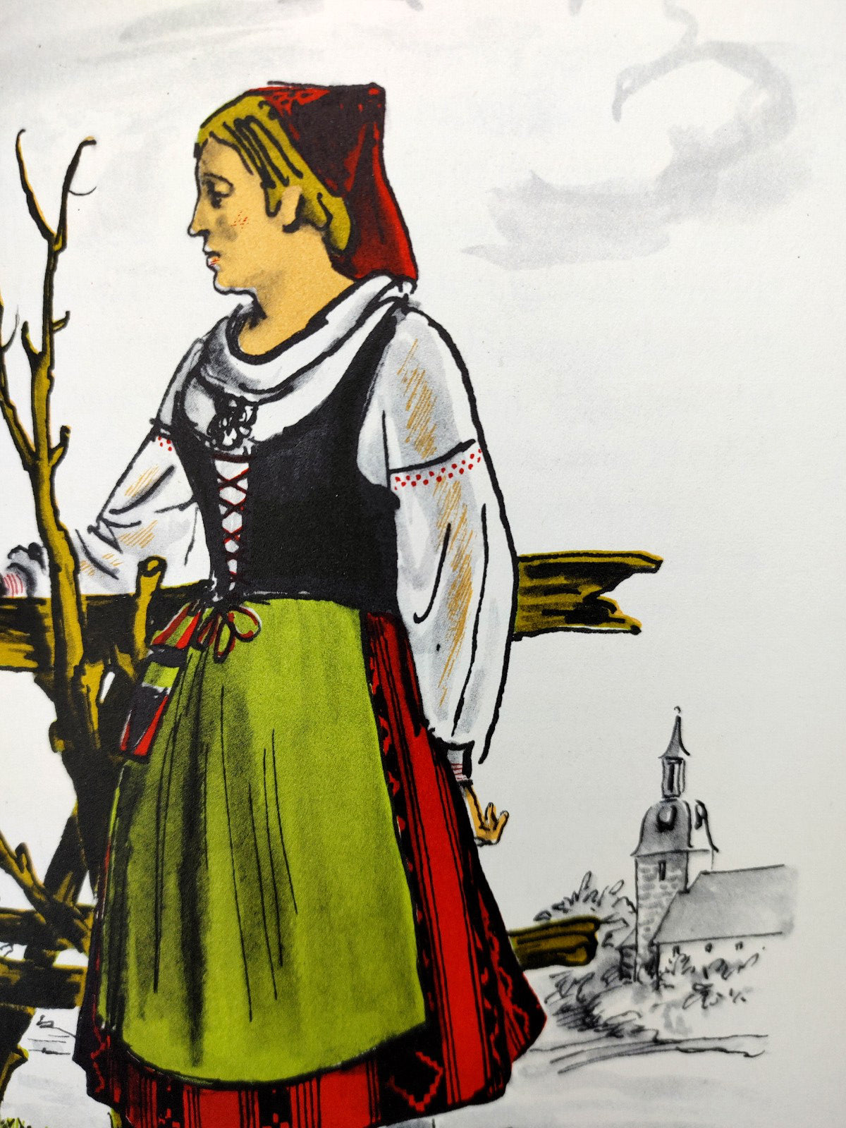 Color illustration by Walter Chappell from Libushka Bartusek's Happy Times in Finland (1941)