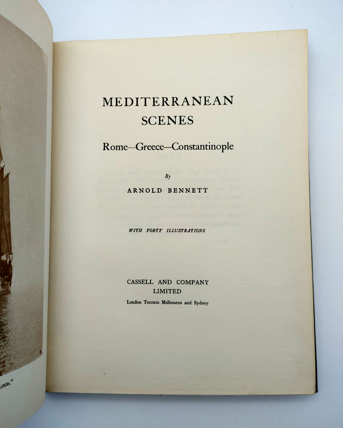 Title page from the first edition of Bennett Arnold's Mediterranean Scenes (1928)