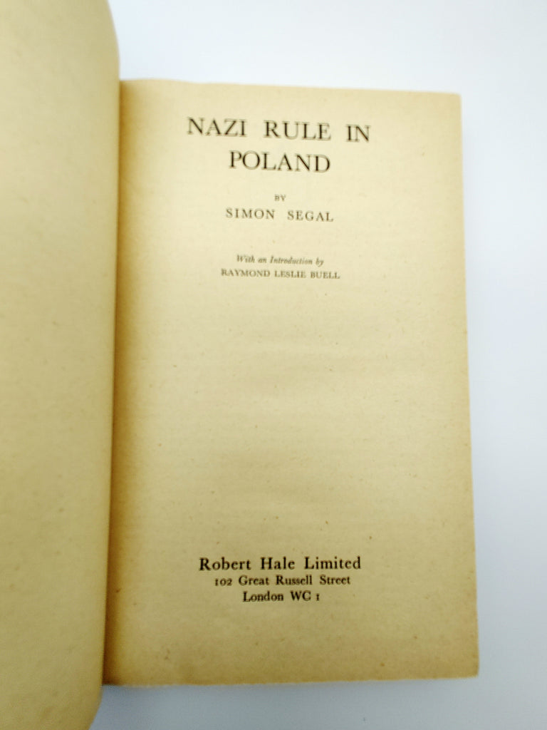 Title page of Simon Segal's Nazi Rule in Poland (1943)