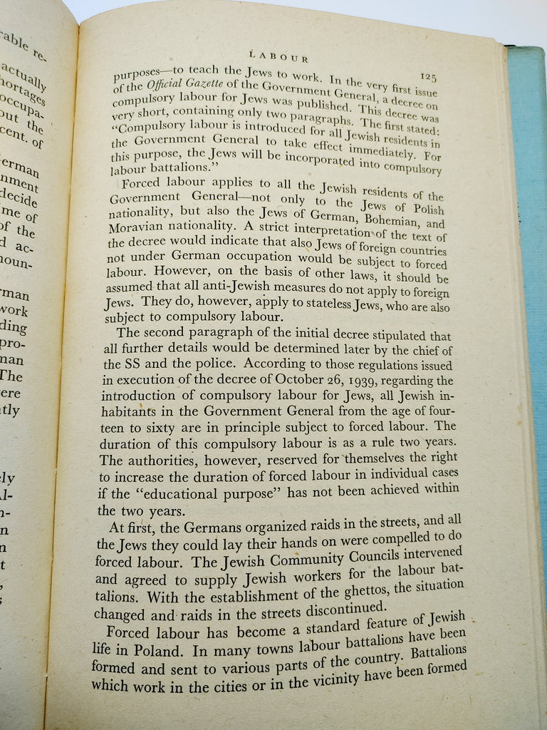 Text page about Jewish forced labor from Simon Segal's Nazi Rule in Poland (1943)