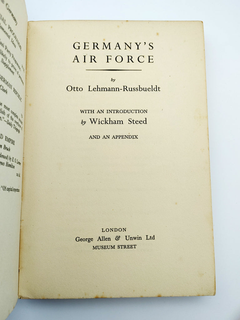 Title page from the first edition of Lehmann-Russbueldt's Germany's Air Force (1935)