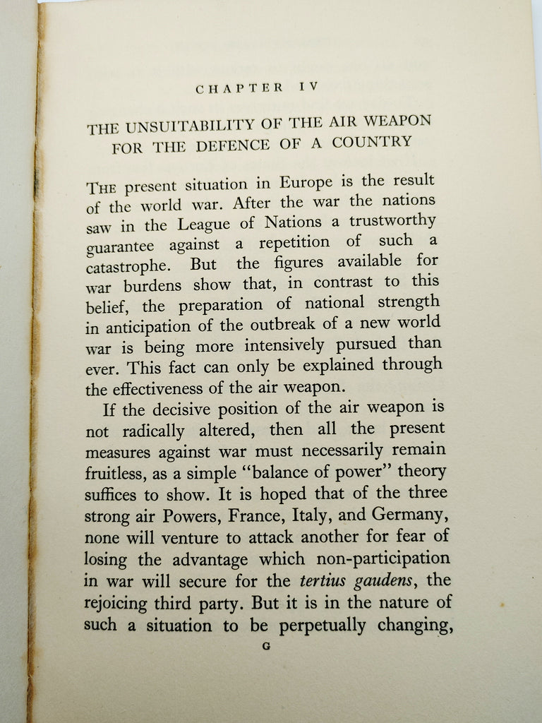 Text page about the unsuitability of air defence from the first edition of Lehmann-Russbueldt's Germany's Air Force (1935)