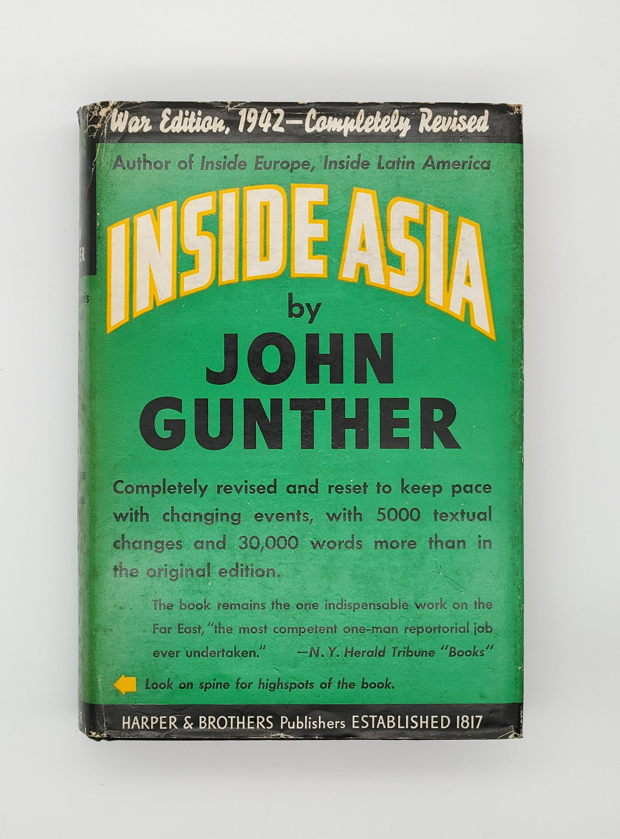 Wartime edition of John Gunther's Inside Asia (1942)