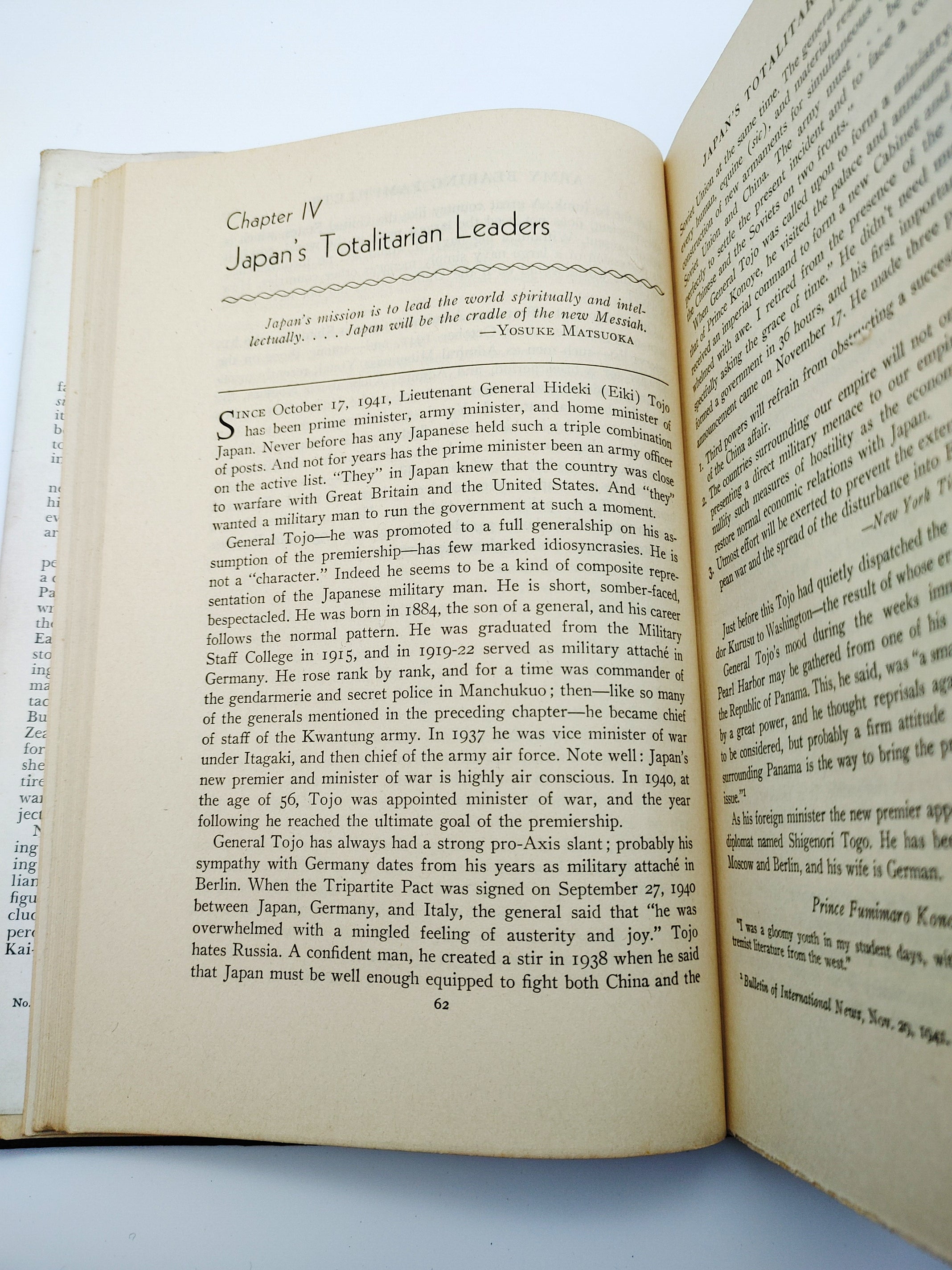 Text page on Japan's Totalitarian Leaders during World War 2 from the war edition of John Gunther's Inside Asia (1942)