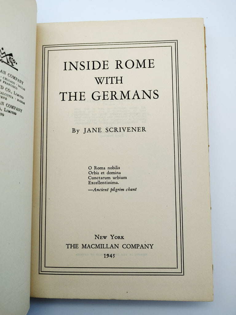 Title page of Jane Scrivener's Inside Rome with the Germans (1945)