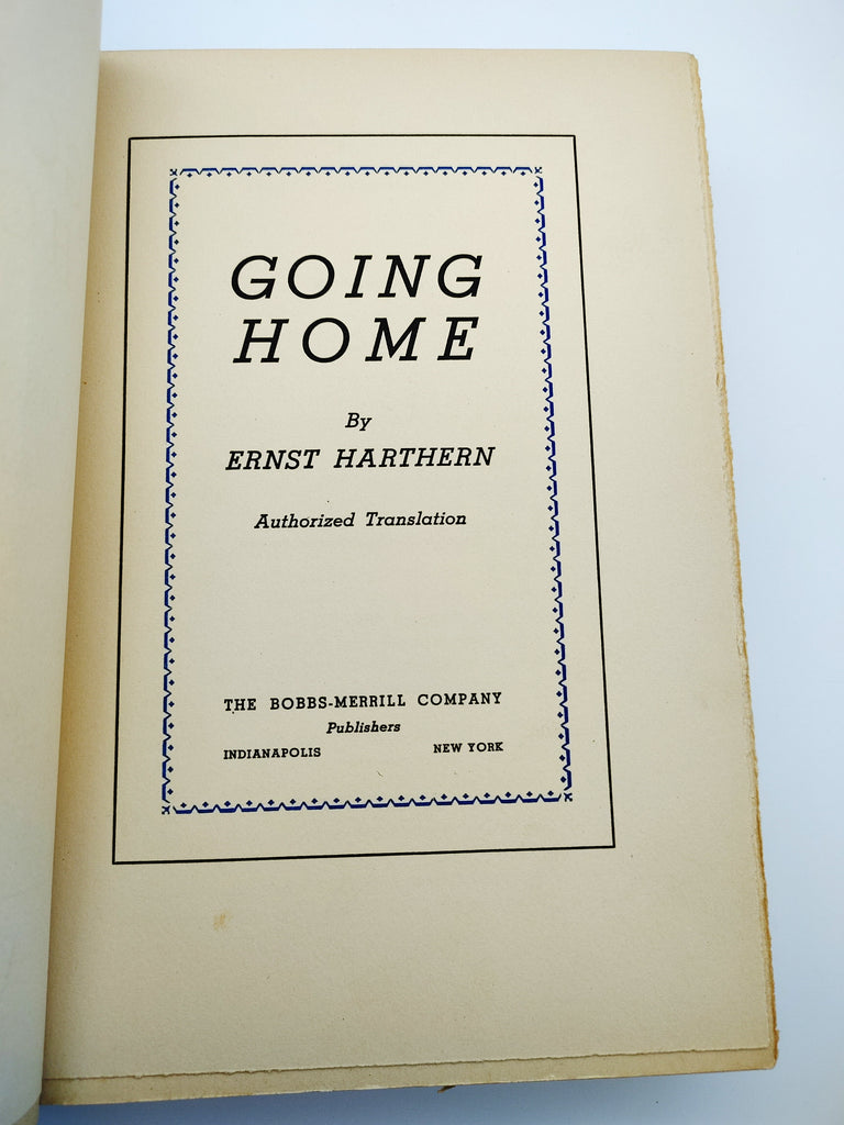 Title page from the first edition of Harthern's Going Home (1938)