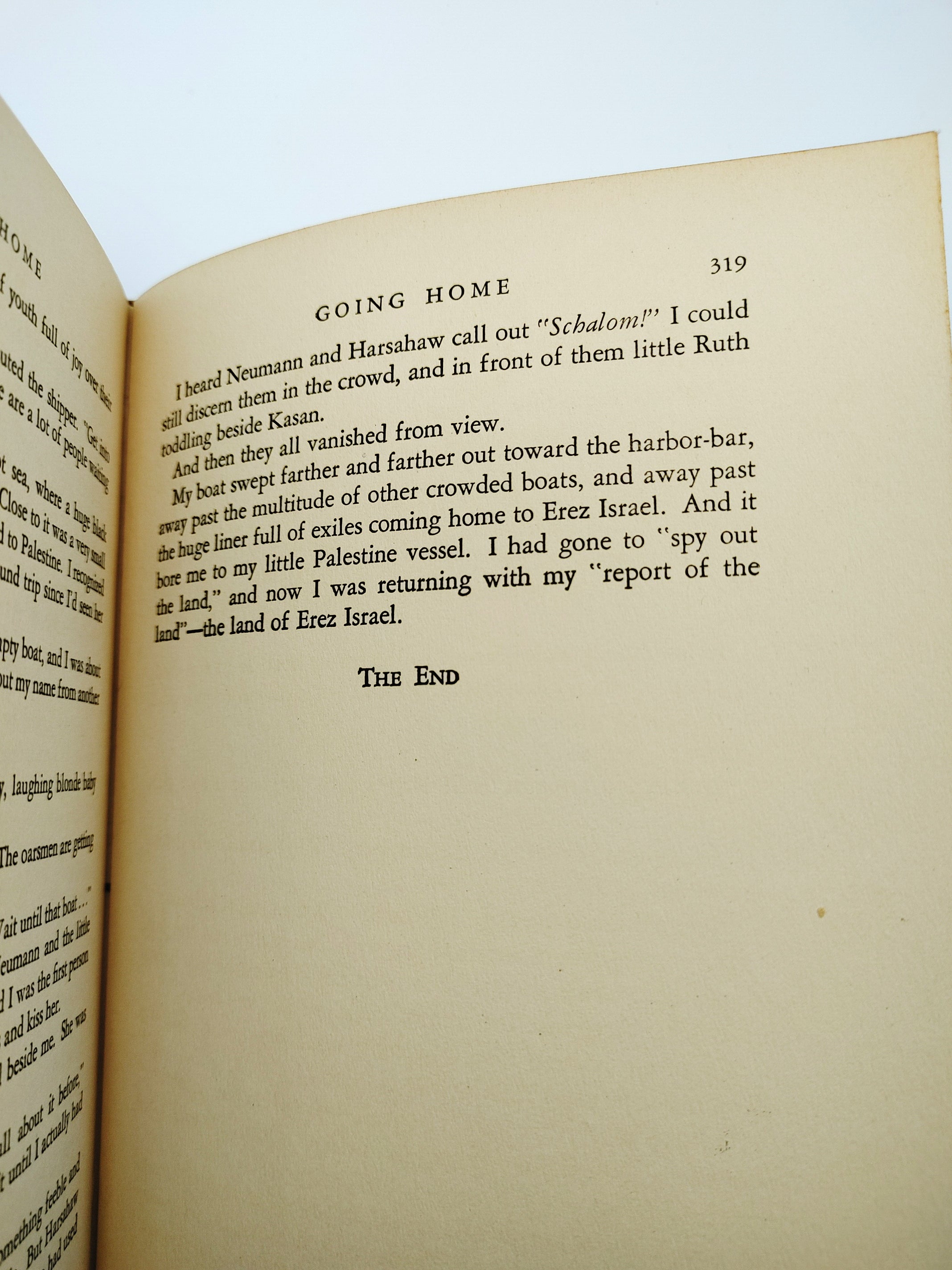 Last page of the first edition of Going Home (1938)