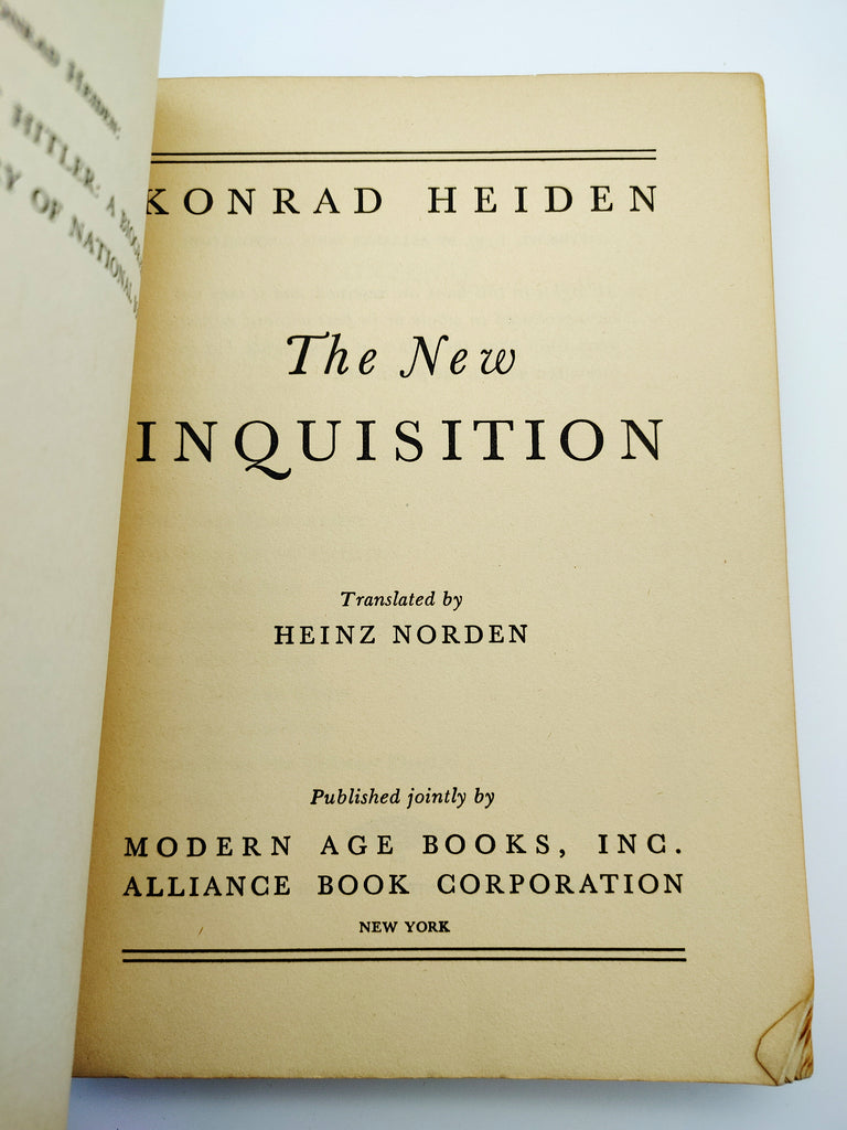 Title page of the first edition of Konrad Heiden's The New Inquisition (1939)