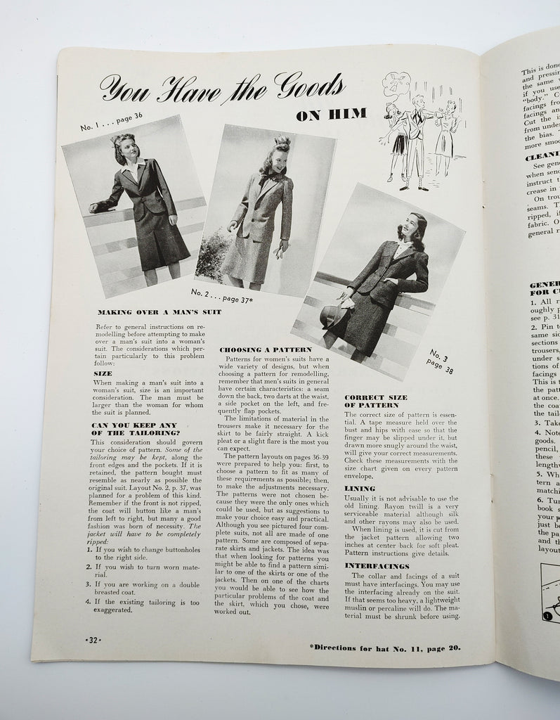 Men's to women's suit alteration from Make and Mend for Victory (1942)